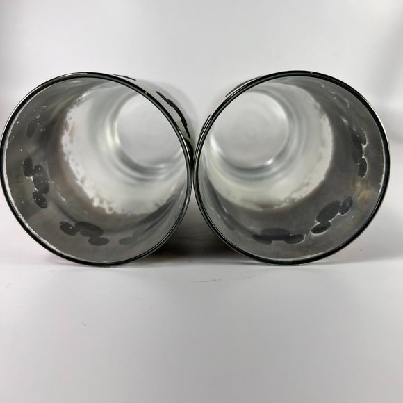Walt Disney World Mickey Mouse Logo Silver Fade Chrome Drinking Glass Lot of 2 - Picture 14 of 16